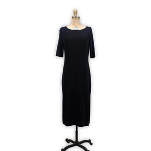 Slinky Bodycon Black Dress - Vintage 90s Skater Goth Girl Dress - Size L